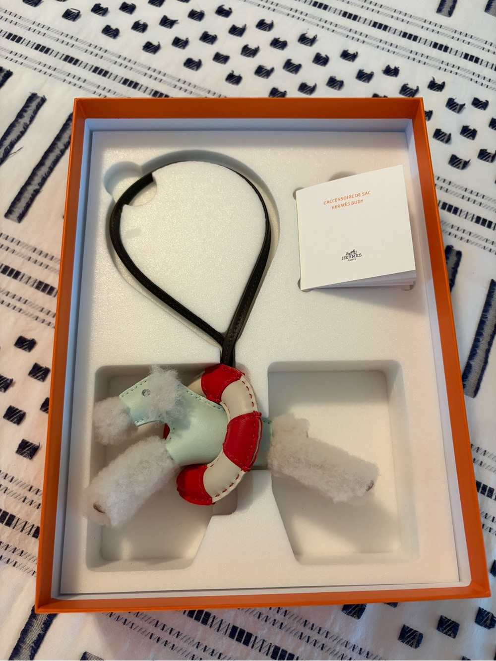 NEW 2026 Hermès Budy « A la Mer » charm, Ecru / Peppermint/Chocolat/ Rouge/Craie